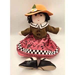 Mary Engelbreit Meghan Girl Cloth Doll Hat Shoes Dress Yarn Hair SCARCE